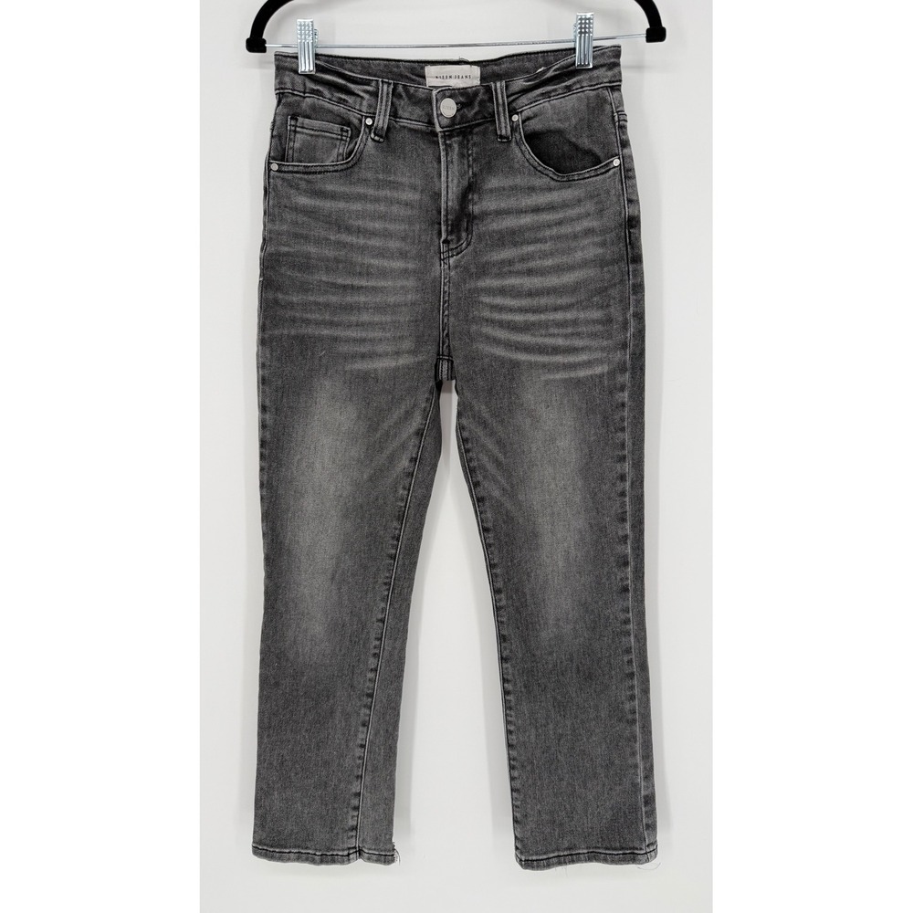 RISEN WASHED BLACK SLIM STRAIGHT HIGH RISE JEANS 27